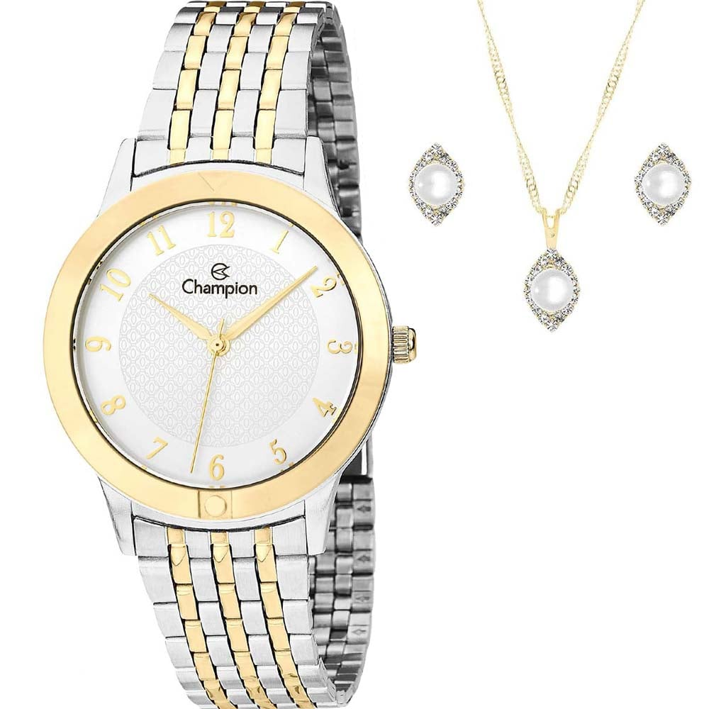 Kit Relógio Champion Feminino com Colar e brincos CH22975W Kit Relógio Champion Feminino com Colar e brincos CH22975W