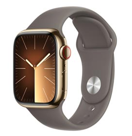 Apple Watch Series 9 (GPS + Cellular 41 mm) Caixa de Aço Inoxidável Dourada, Pulseira Esportiva Argila ? PM