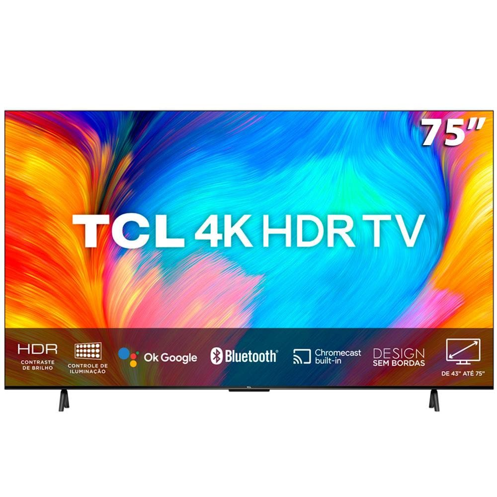 Smart TV LED 75" 4K Ultra HD TCL P635 Google TV, Dolby Audio, HDR10+, Wi-Fi Dual Band, Bluetooth Integrado, Chromecast e Google Assistente Smart TV LED 75" 4K Ultra HD TCL P635 Google TV, Dolby Audio, HDR10+, Wi-Fi Dual Band, Bluetooth Integrado, Chromecast e Google Assistente