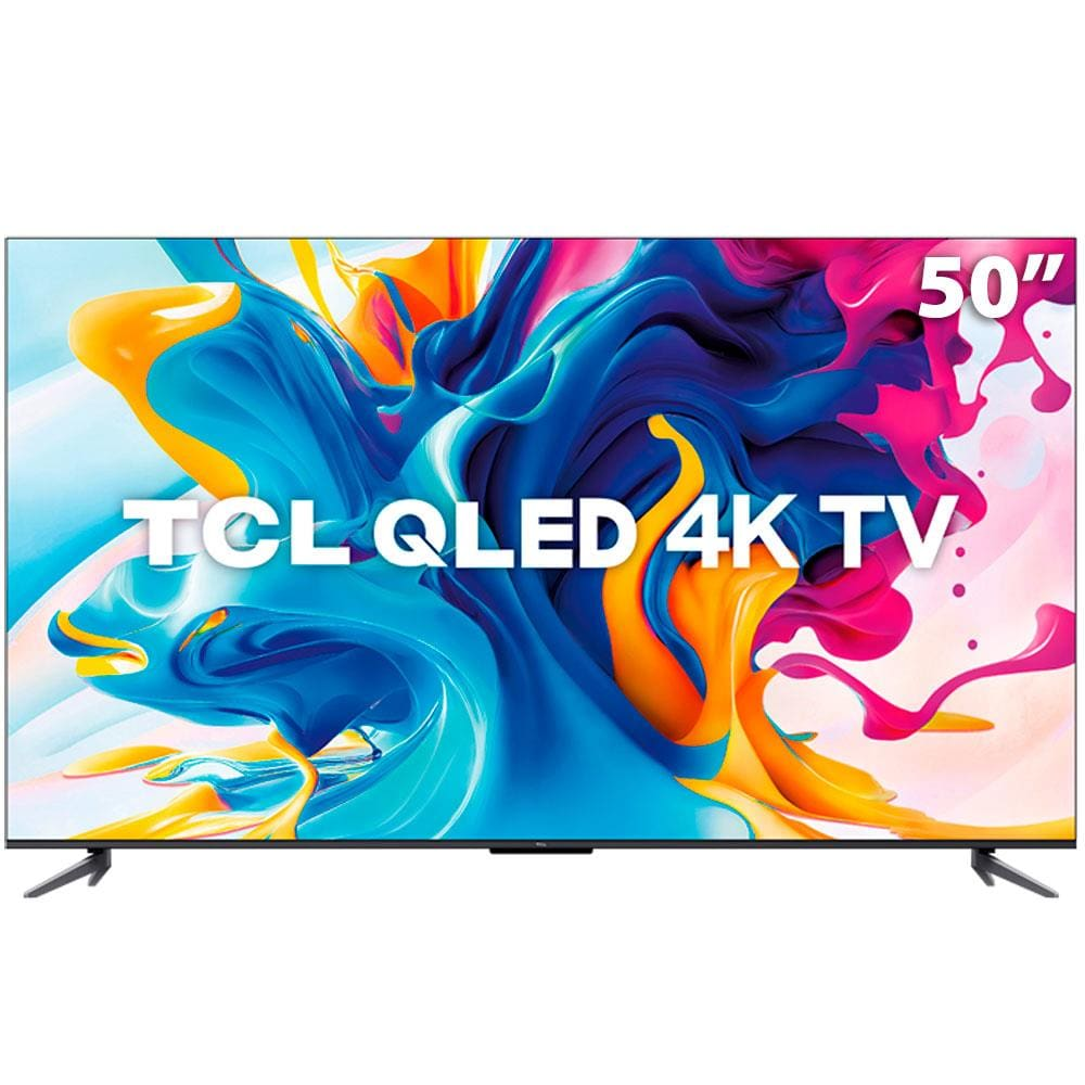 Smart TV QLED 50" 4K UHD TCL C645 Google TV, Dolby Vision Atmos, DTS, HDR10+, Wi-Fi Dual Band e Bluetooth Integrados, Comando de Voz à Distância