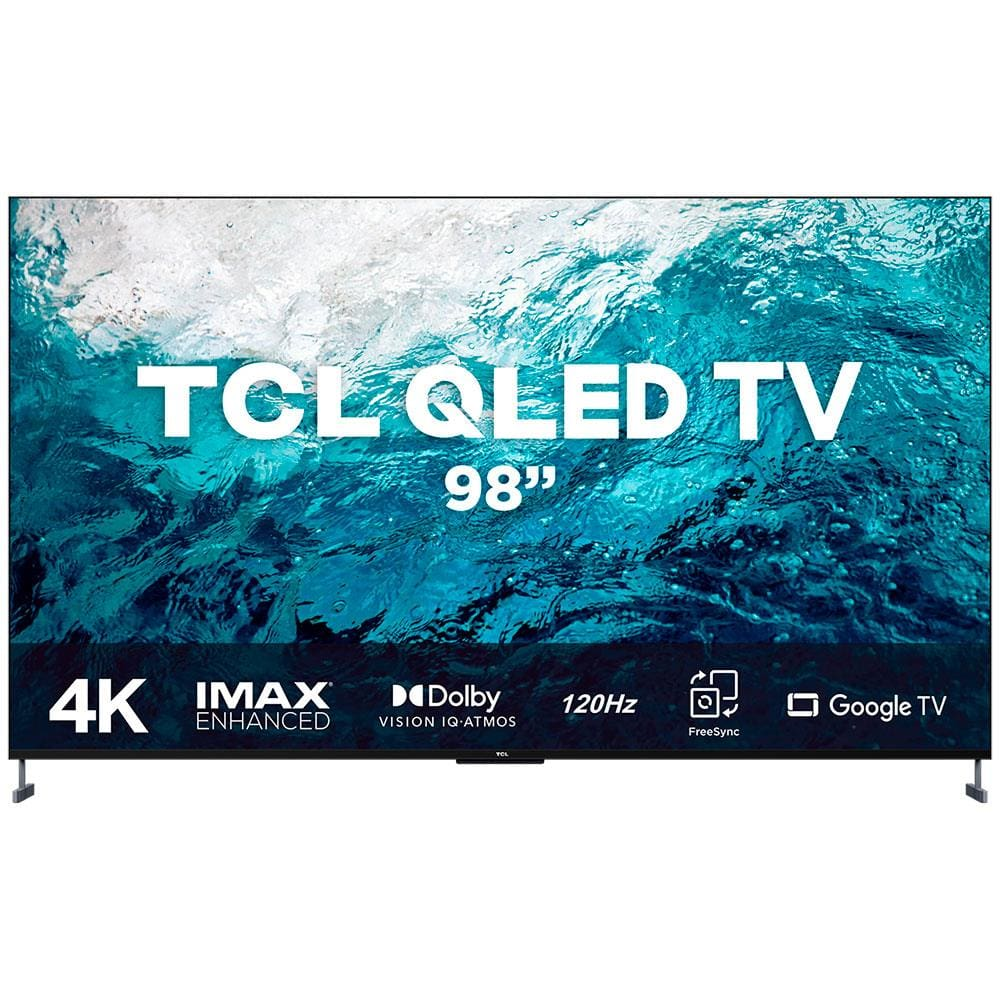 Smart TV QLED 98" 4K TCL Google TV 98C735 UHD, Dolby Vision IQ +Atmos, Dual Band, Comando de voz à distância, Google Assistant e Design Sem Bordas