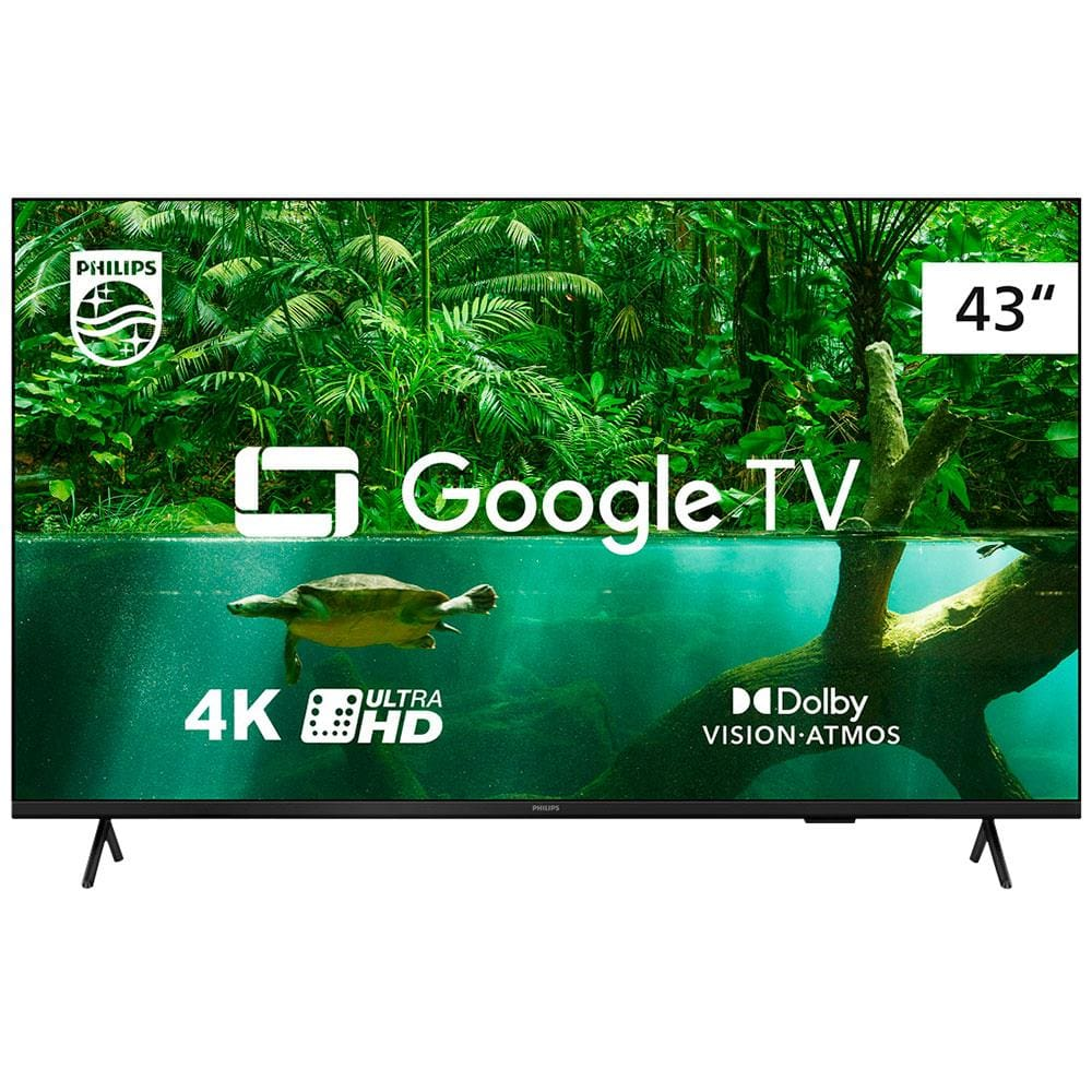 Smart TV 43" UHD 4K Philips 43PUG7408/78, Google TV, HDR10+, Dolby Vision, Dolby Atmos, Google Assistente e Chromecast Integrado