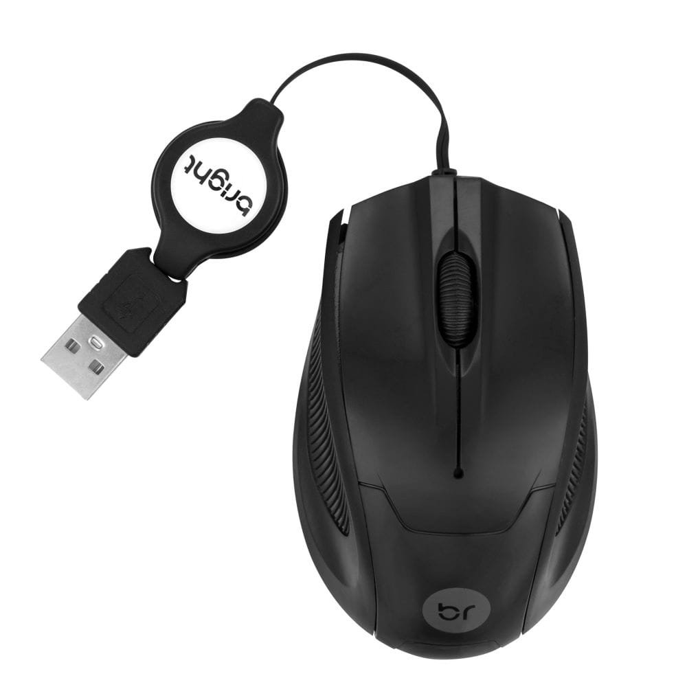 Mini Mouse Retrátil Bright 111, USB, Preto Mini Mouse Retrátil Bright 111, USB, Preto
