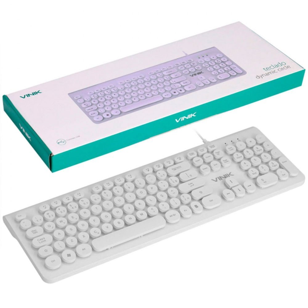 Teclado Vinik Dynamic Circle, USB, ABNT2, Branco - DC110B