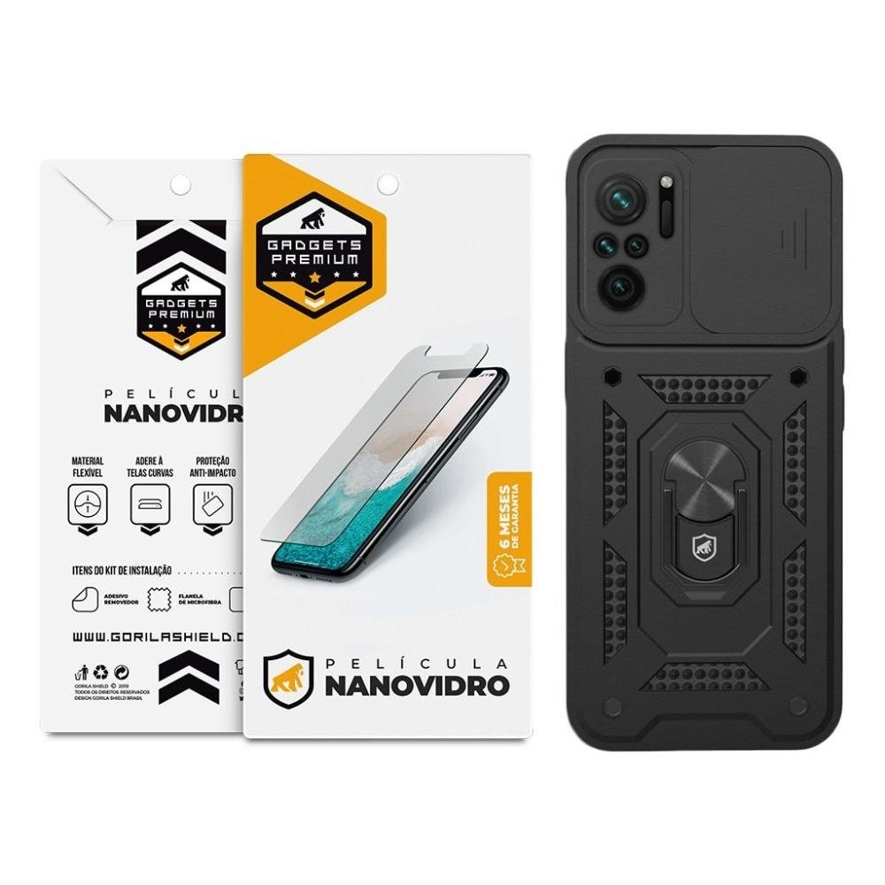 Kit Capa case capinha Dinamic Cam Protection e Pelicula Nano Vidro para Xiaomi Redmi Note