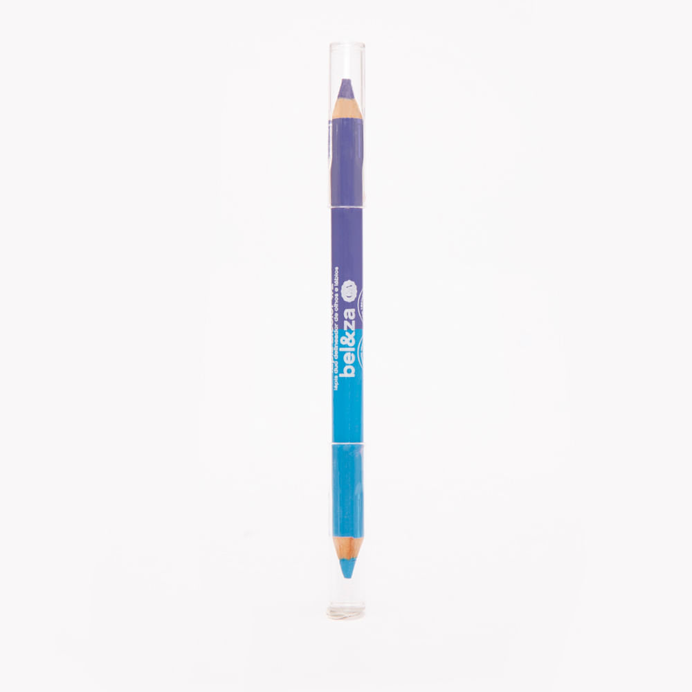 Lápis bicolor delineador de olhos e lábios color block beleza cea roxo e azul