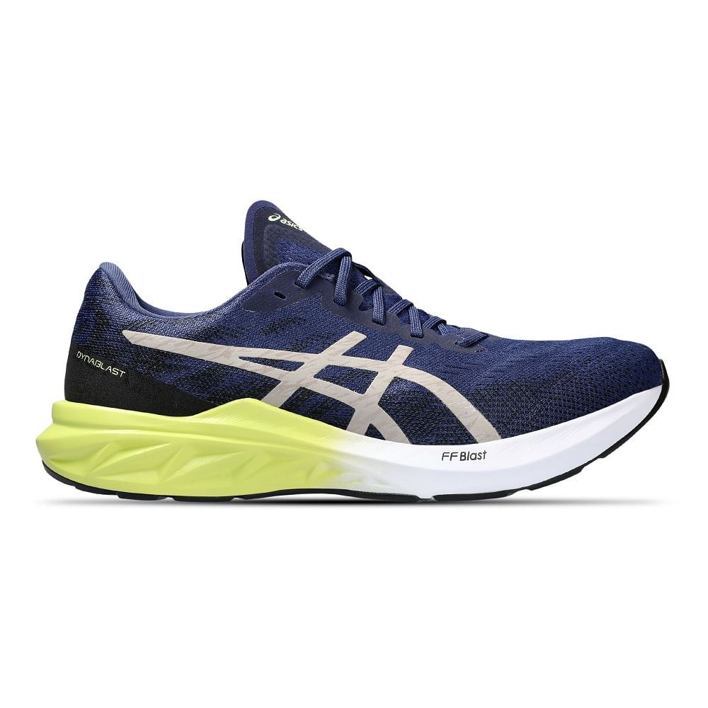 Tênis ASICS Dynablast 3 - Masculino - Azul Marinho, Branco e Amarelo Tênis ASICS Dynablast 3 - Masculino - Azul Marinho, Branco e Amarelo