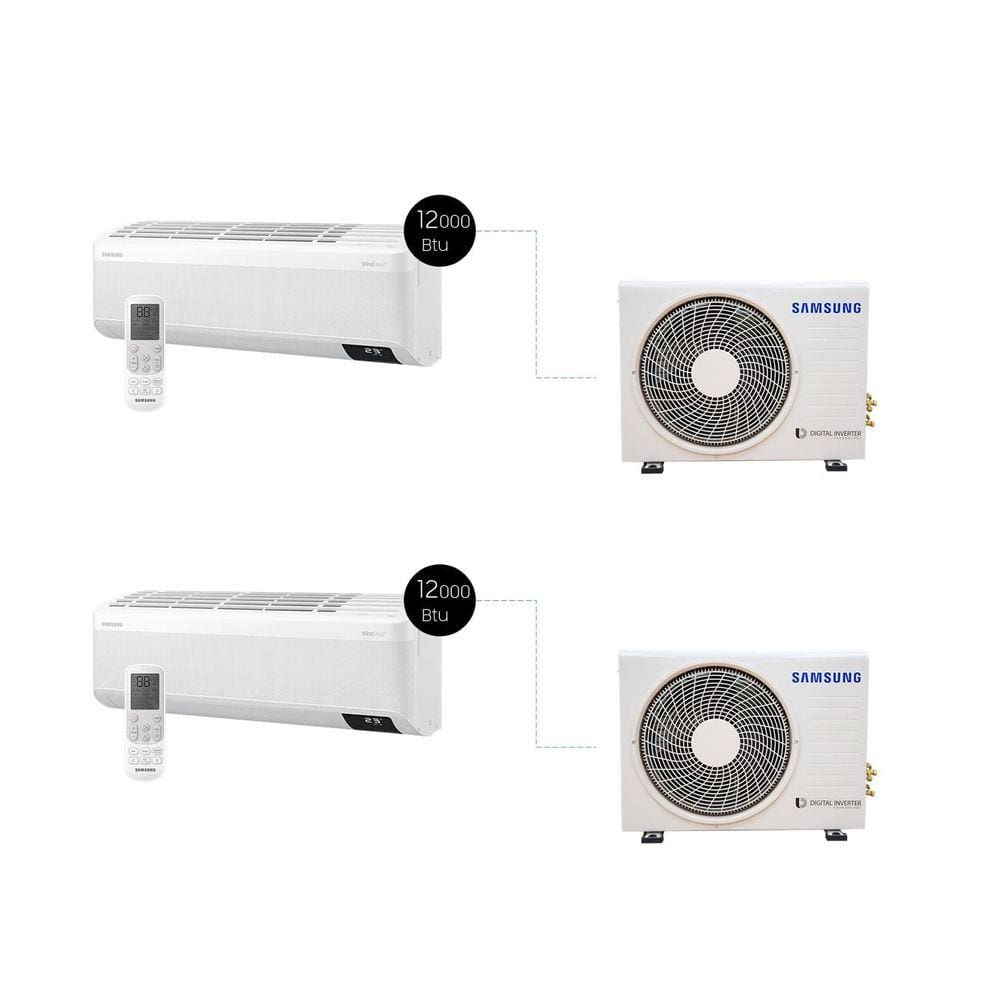 Kit Ar Condicionados 2x12.000 Btu Sem Vento Samsung WindFree Quente e Frio - 220V