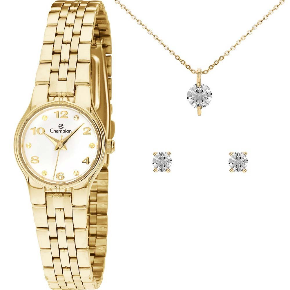 Kit Relógio Champion Feminino com Colar e brincos CH25141W Kit Relógio Champion Feminino com Colar e brincos CH25141W
