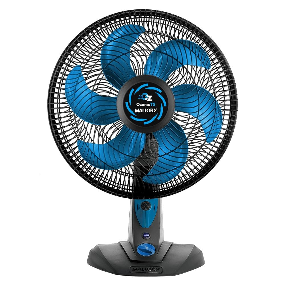 Ventilador de Mesa Mallory Ozônic TS 40cm, 6 Pás, 126W - Preto/Azul - 220V