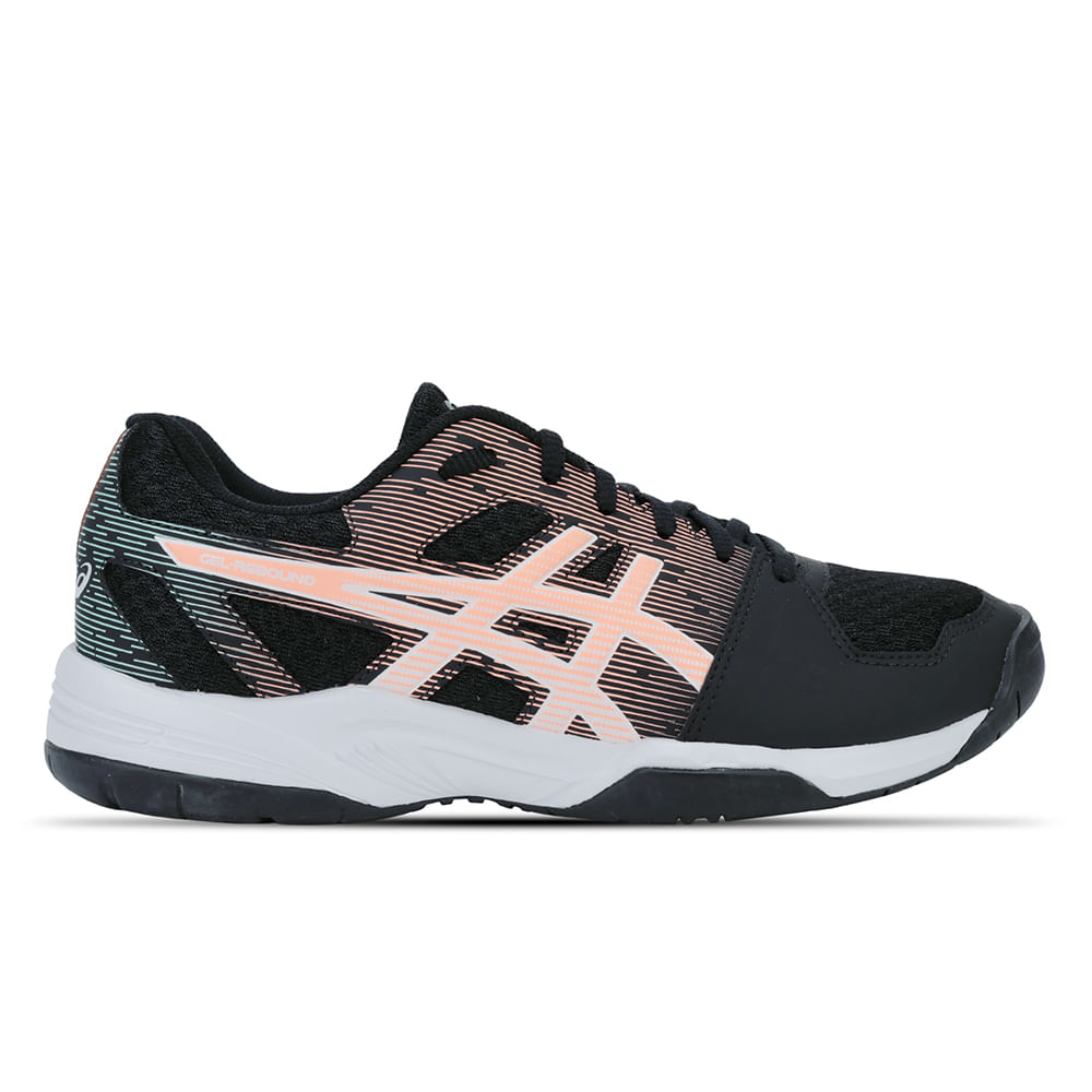 Tênis ASICS GEL-Rebound - Feminino - Preto com Laranja e Verde Tênis ASICS GEL-Rebound - Feminino - Preto com Laranja e Verde