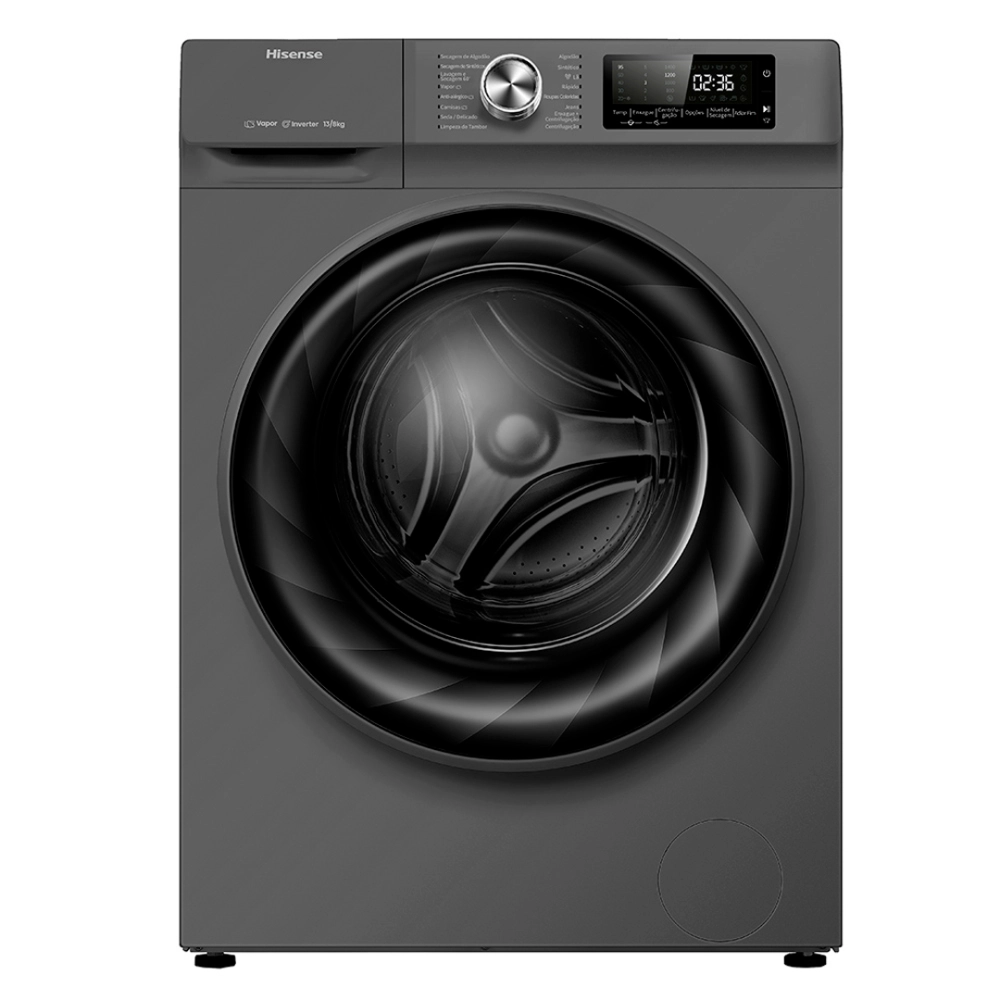 Lava E Seca Hisense 13kg Steam Titanium Com 13 Programas De Lavagem WD5Q1342BT