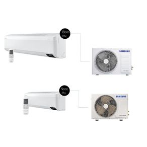 Kit Ar Condicionados 9.000 Btu E 18.000 Btu Sem Vento Samsung WindFree Quente e Frio - 220V