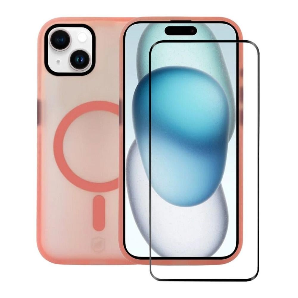 Kit Capa case capinha Magsafe Pro Rosa e Pelicula Ultra Glass para iPhone 15 - Gshield