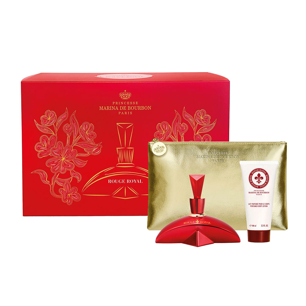Coffret kit marina de bourbon rouge royal com brinde body lotion e necessaire