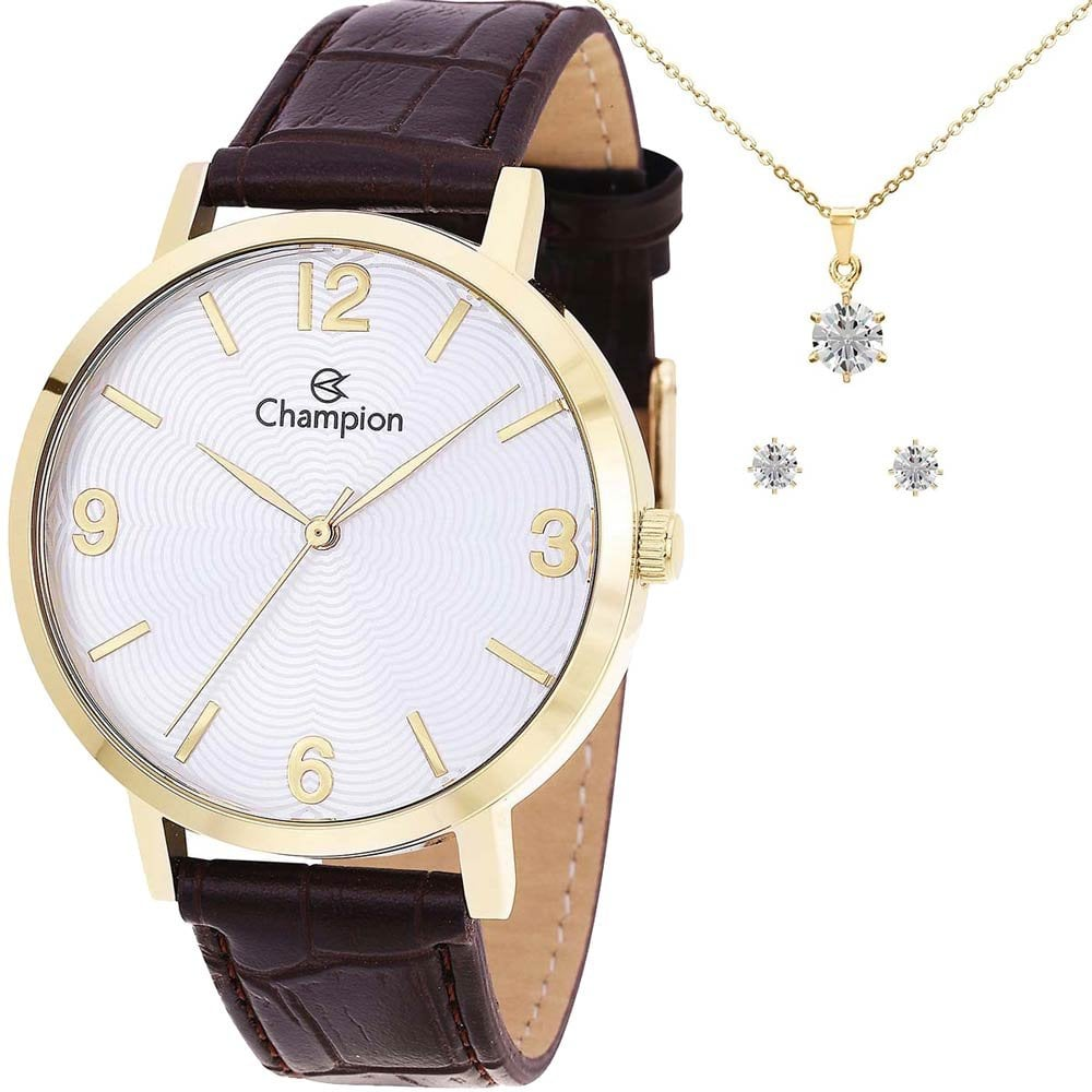Kit Relógio Champion Feminino com Colar e Brincos CN20917C Kit Relógio Champion Feminino com Colar e Brincos CN20917C