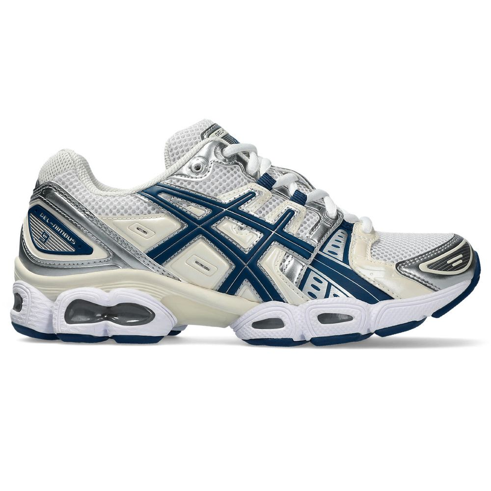Tênis ASICS GEL-Nimbus 9 - Feminino - Branco com Creme e Azul Tênis ASICS GEL-Nimbus 9 - Feminino - Branco com Creme e Azul