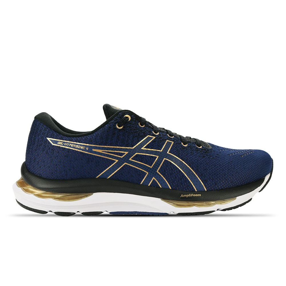 Tênis ASICS GEL-Hypersonic 4 - Masculino - Azul Marinho com Branco e Dourado Tênis ASICS GEL-Hypersonic 4 - Masculino - Azul Marinho com Branco e Dourado