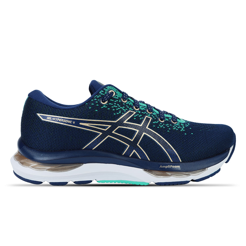 Tênis ASICS GEL-Hypersonic 4 - Feminino - Azul com Verde e Dourado Tênis ASICS GEL-Hypersonic 4 - Feminino - Azul com Verde e Dourado