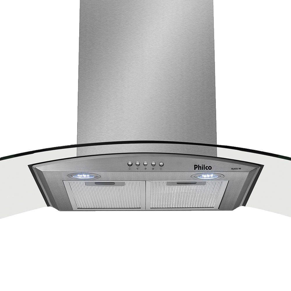 Coifa de Parede Philco Glass 60 PCO90G Vidro Curvo Inox