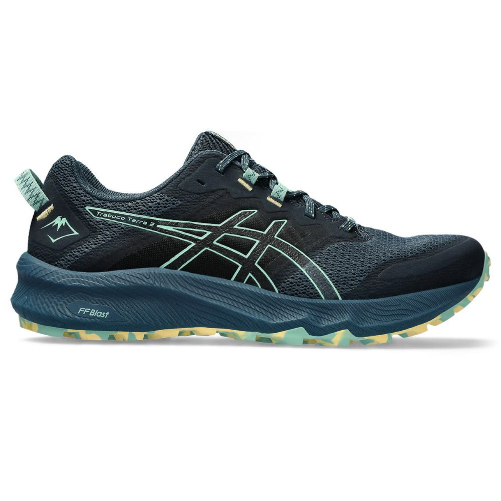 Tênis ASICS Trabuco Terra 2 - Masculino - Azul Marinho com Verde e Amarelo Tênis ASICS Trabuco Terra 2 - Masculino - Azul Marinho com Verde e Amarelo