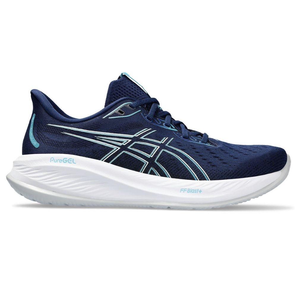 Tênis ASICS GEL-Cumulus 26 - Masculino - Azul Marinho com Branco e Cinza Tênis ASICS GEL-Cumulus 26 - Masculino - Azul Marinho com Branco e Cinza
