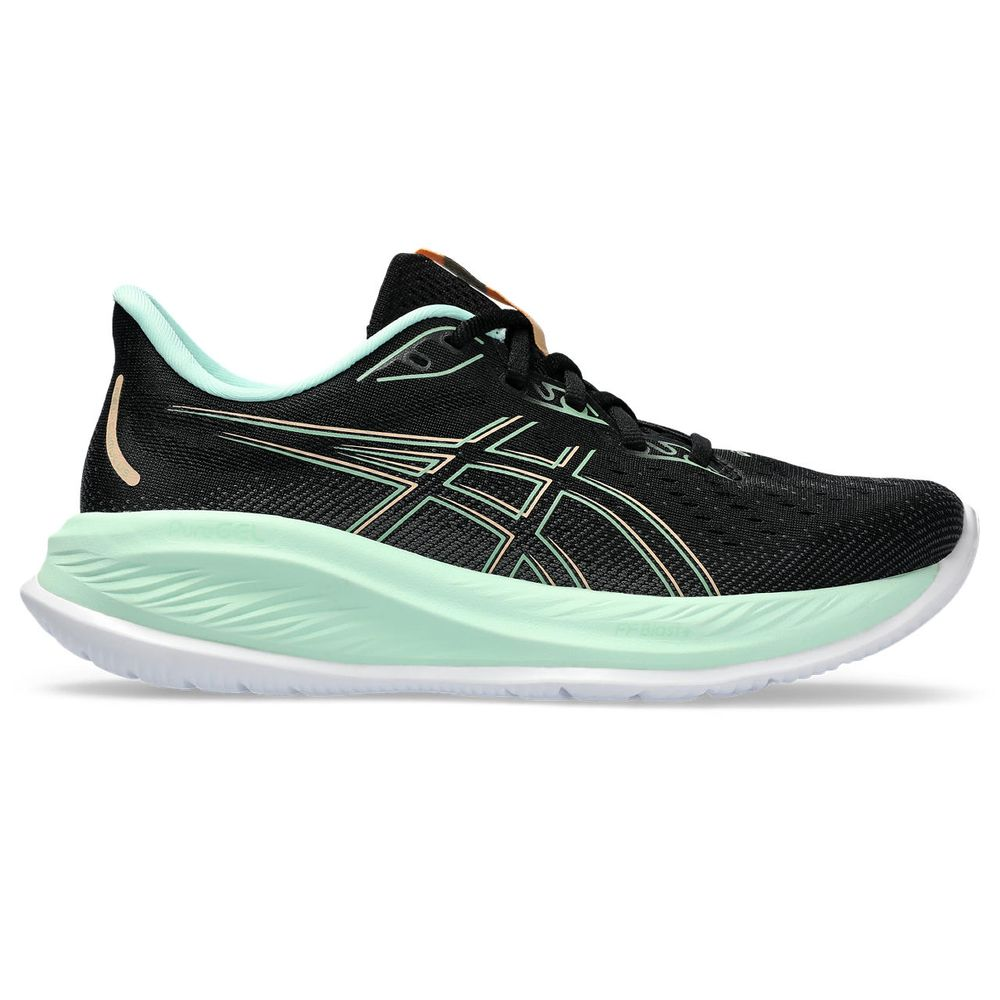 Tênis ASICS GEL-Cumulus 26 - Feminino - Preto com Verde e Branco Tênis ASICS GEL-Cumulus 26 - Feminino - Preto com Verde e Branco