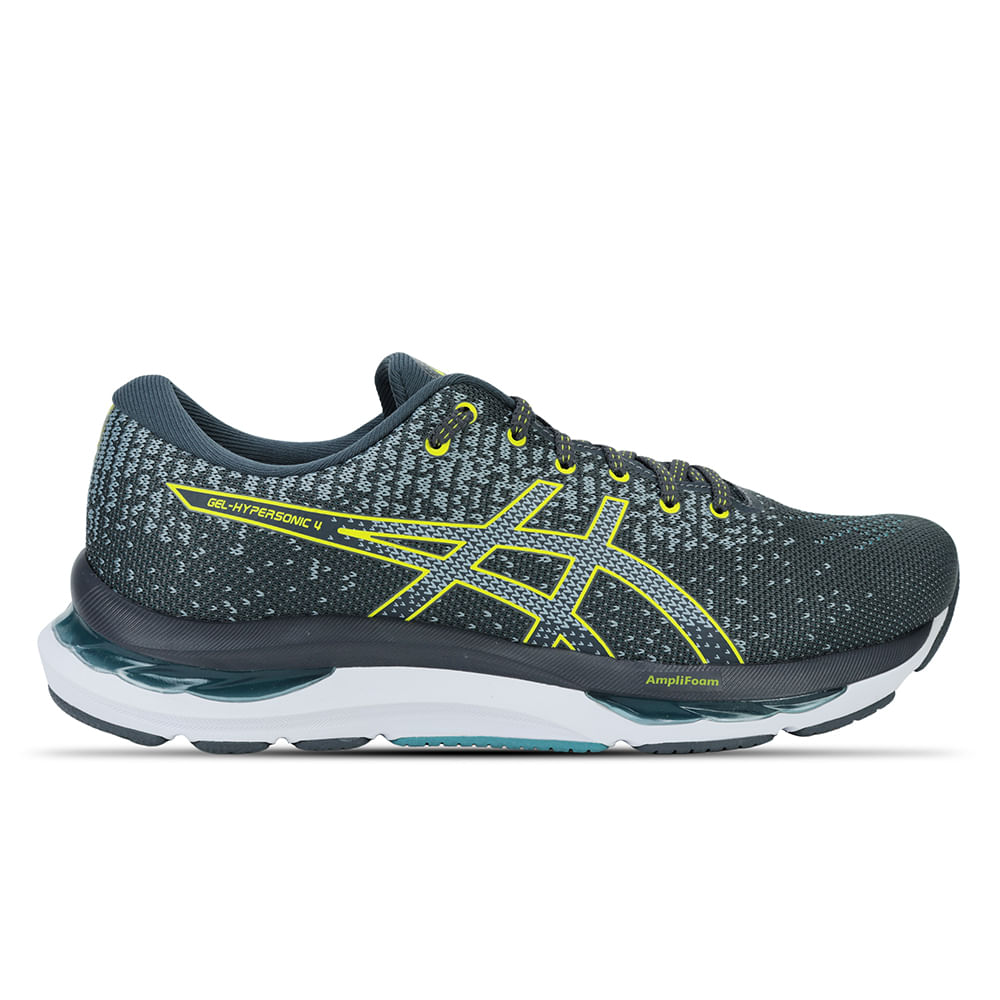 Tênis ASICS GEL-Hypersonic 4 - Masculino - Cinza com Amarelo e Azul Tênis ASICS GEL-Hypersonic 4 - Masculino - Cinza com Amarelo e Azul