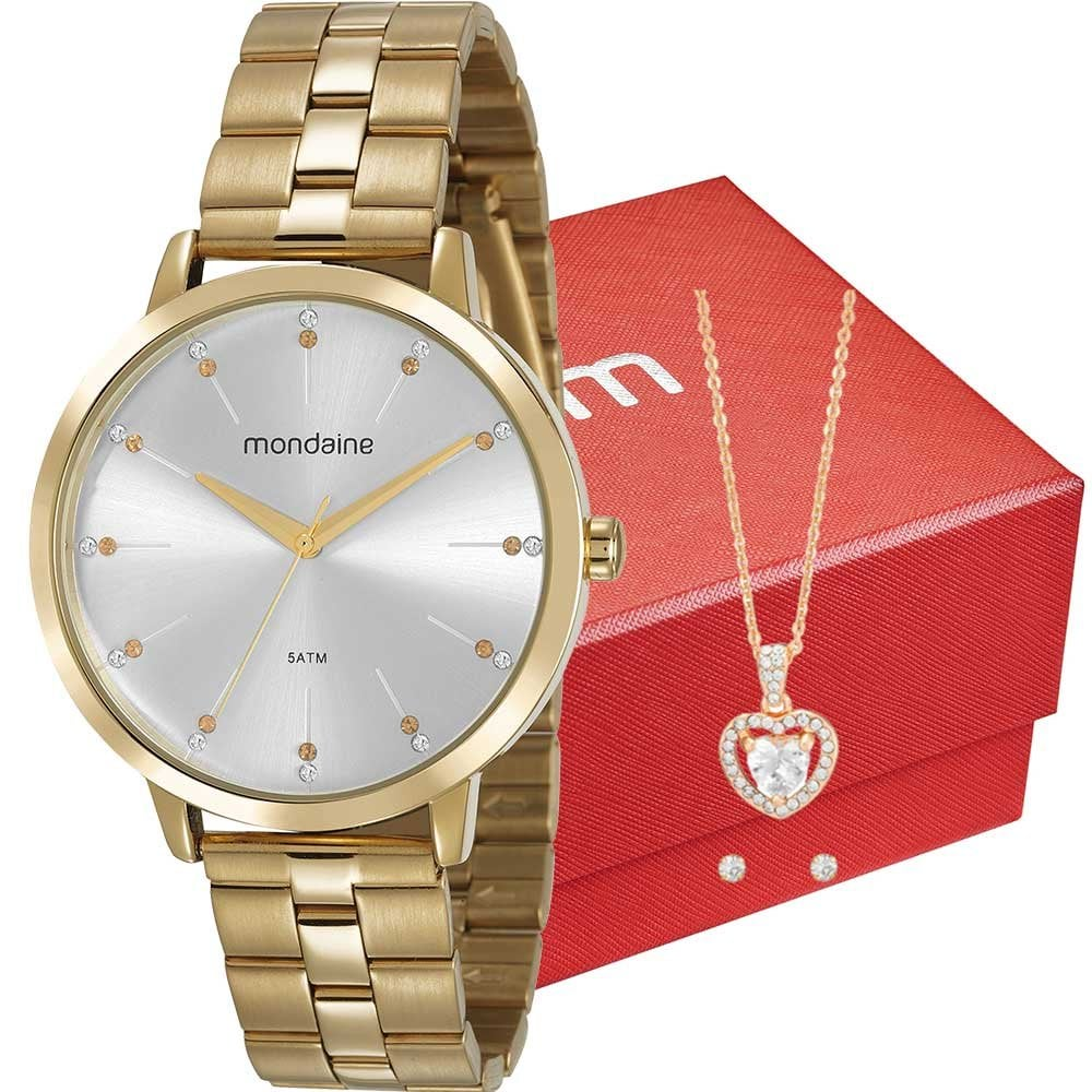Kit Relógio Mondaine Feminino com Colar e Brincos 53659LPMVDE1K2 Kit Relógio Mondaine Feminino com Colar e Brincos 53659LPMVDE1K2