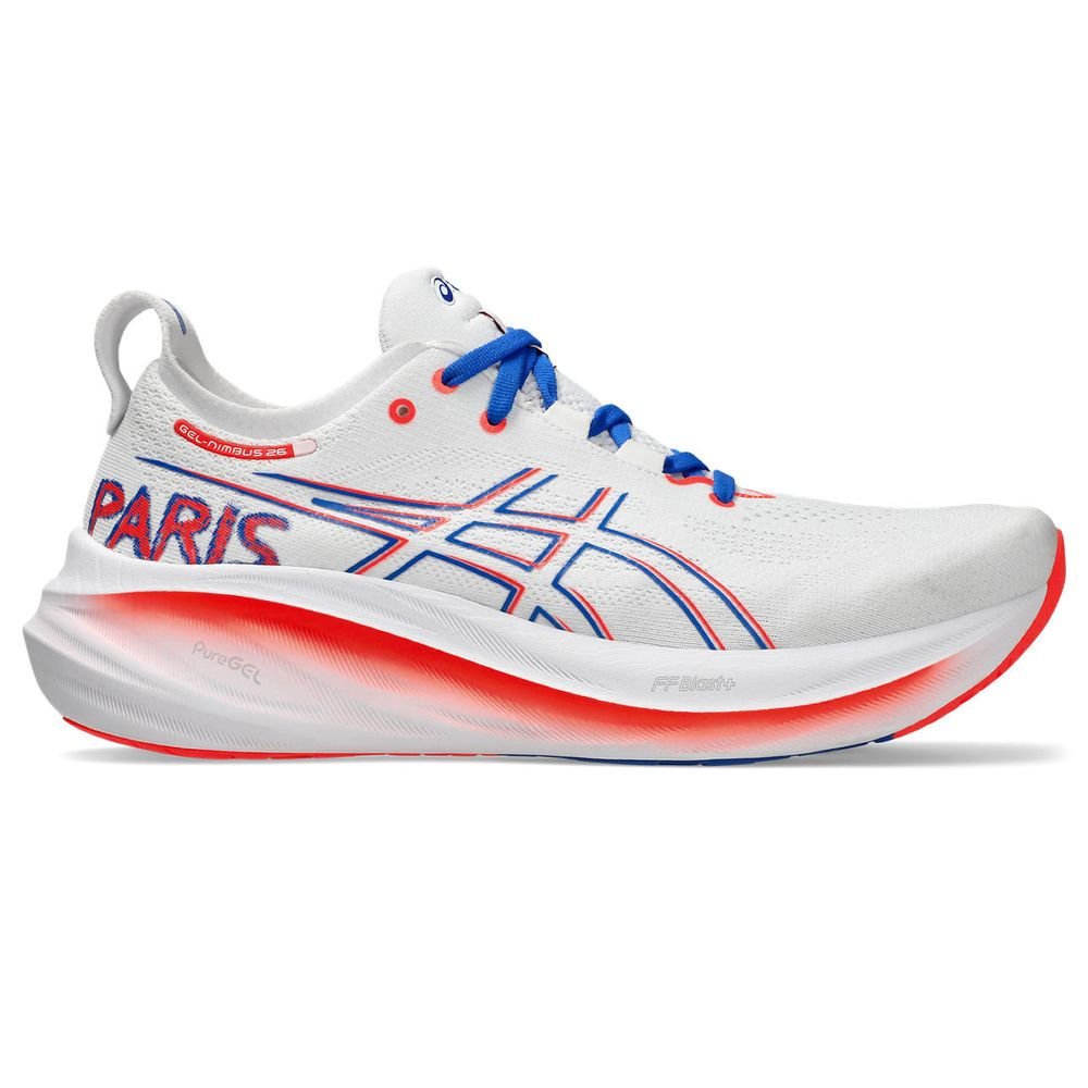 Tênis ASICS GEL-Nimbus 26 Maratona de Paris - Masculino - Branco/Laranja Tênis ASICS GEL-Nimbus 26 Maratona de Paris - Masculino - Branco/Laranja