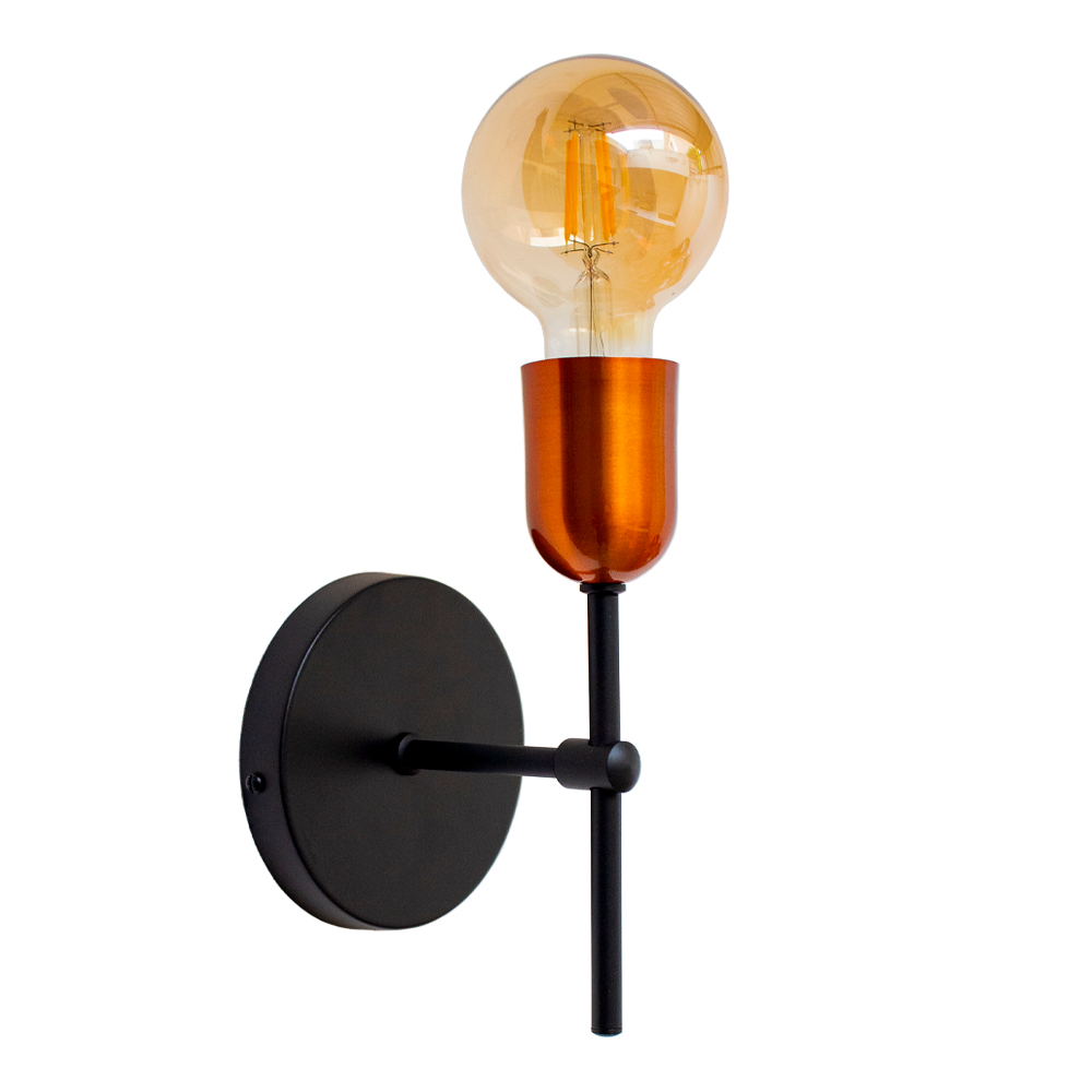 Arandela Parede Para Cabeceira Quarto e Banheiro Lavabo Preto Com Cobre Arandela Parede Para Cabeceira Quarto e Banheiro Lavabo Preto Com Cobre
