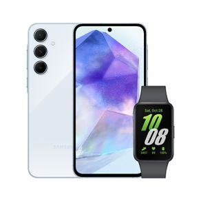 A55 5G (256Gb) - Azul Claro + Galaxy Fit3 - Grafite Combo A55 5G (256Gb) - Azul Claro + Galaxy Fit3 - Grafite Combo