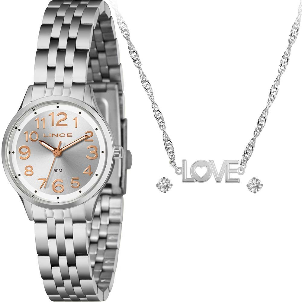 Kit Relógio Lince Feminino com Colar e Brincos LRMH204L30K0A1S2SX