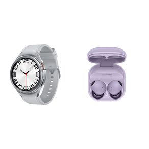 Galaxy Watch6 Classic LTE 47mm Prata + Galaxy Buds2 Pro Violeta Kit Galaxy Watch6 Classic LTE 47mm Prata + Galaxy Buds2 Pro Violeta Kit