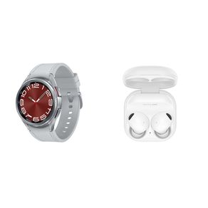 Galaxy Watch6 Classic LTE 43mm Prata + Galaxy Buds2 Pro Branco Kit Galaxy Watch6 Classic LTE 43mm Prata + Galaxy Buds2 Pro Branco Kit