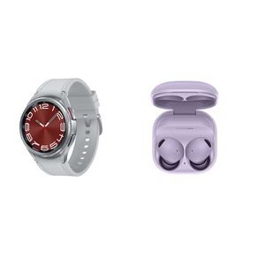 Galaxy Watch6 Classic LTE 43mm Prata + Galaxy Buds2 Pro Violeta Kit Galaxy Watch6 Classic LTE 43mm Prata + Galaxy Buds2 Pro Violeta Kit