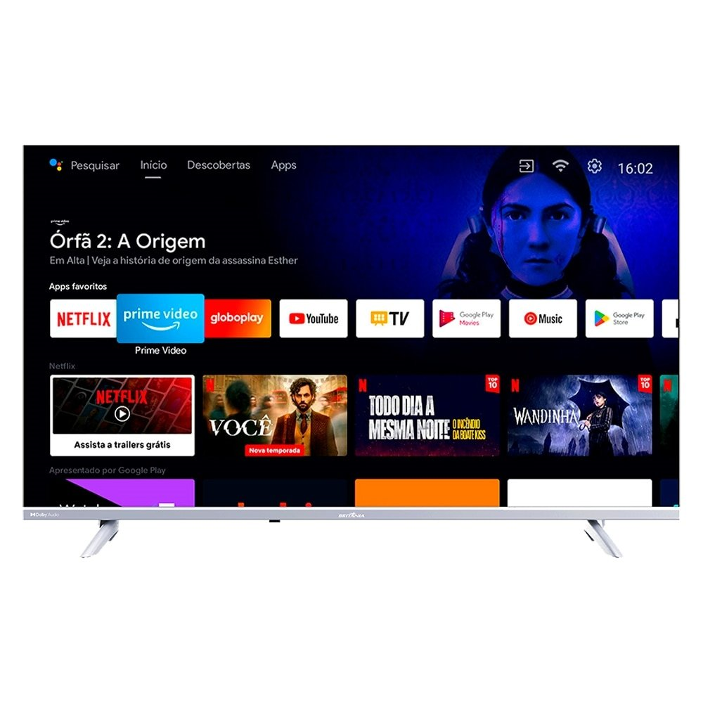 Smart TV LED 40" Britânia BTV40E3AAGSSGBLF Full HD HDR | com Wi-Fi, 2 USB, 2 HDMI, Dolby Audio, 60Hz Smart TV LED 40" Britânia BTV40E3AAGSSGBLF Full HD HDR | com Wi-Fi, 2 USB, 2 HDMI, Dolby Audio, 60Hz
