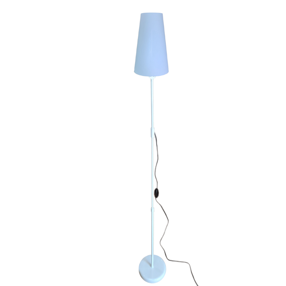 Luminária De Chão Com Cúpula De Tecido Cone - Coluna De Luz - Base Branco Cúpula Branco Luminária De Chão Com Cúpula De Tecido Cone - Coluna De Luz - Base Branco Cúpula Branco
