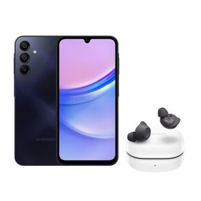 Celular Samsung A15 LTE (128GB) - Azul Escuro + Galaxy Buds FE - Grafite Combo Celular Samsung A15 LTE (128GB) - Azul Escuro + Galaxy Buds FE - Grafite Combo