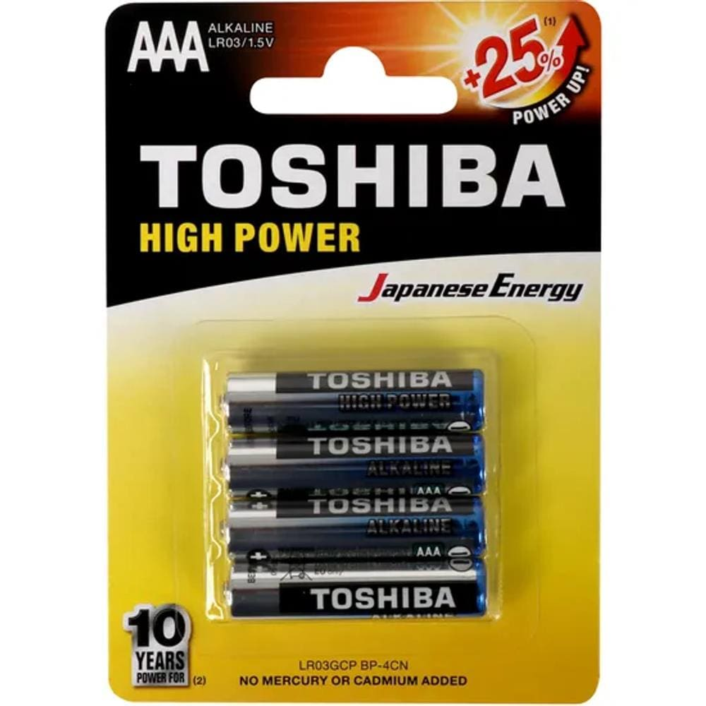 Pilha Alcalina Aaa 1,5V Lr03gcp Toshiba C/4 Lr03gcp Bp-4Cbh