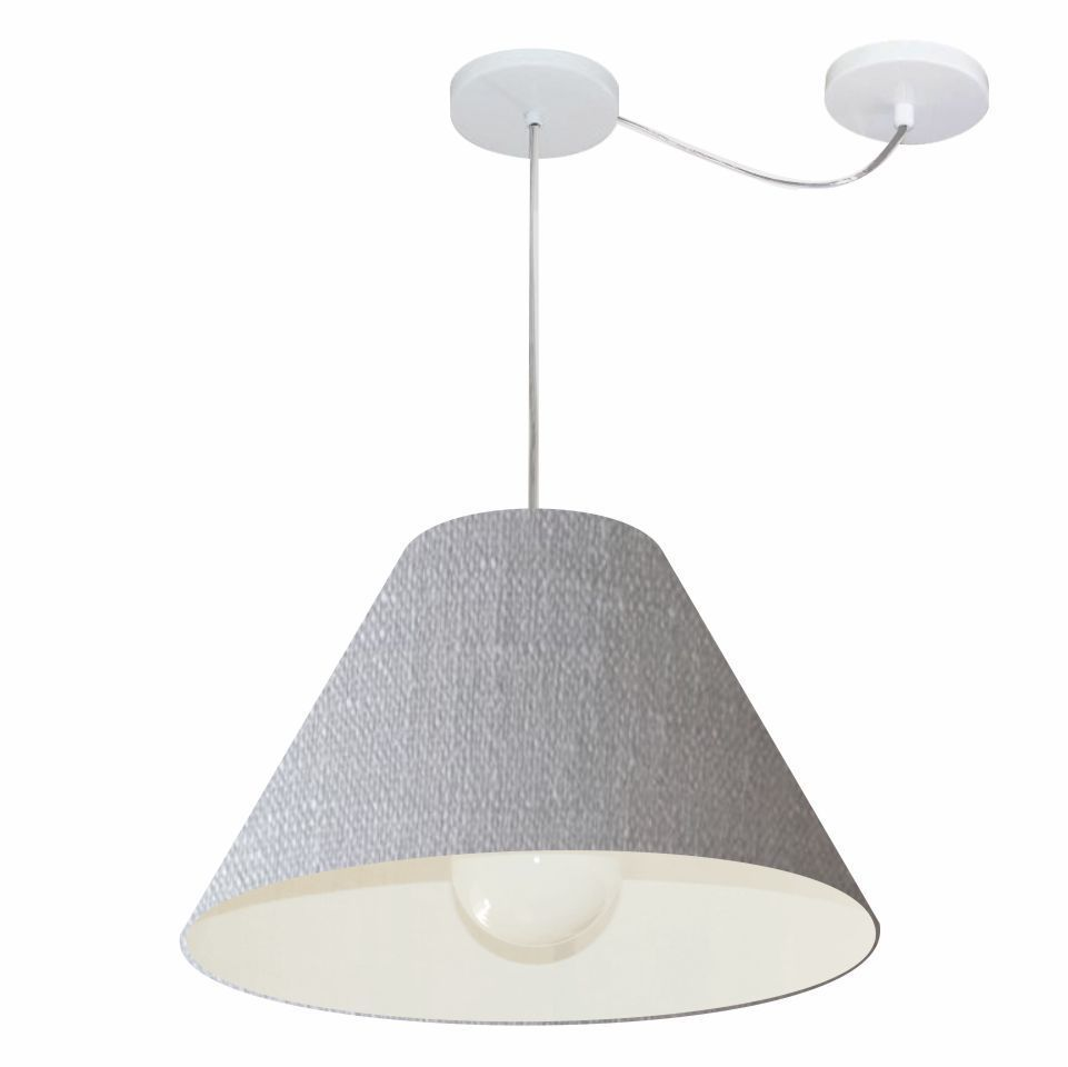 Pendente Cone Com Desvio Md-4272 Cúpula Tecido 25/15x40cm Rústico Cinza - Bivolt Pendente Cone Com Desvio Md-4272 Cúpula Tecido 25/15x40cm Rústico Cinza - Bivolt