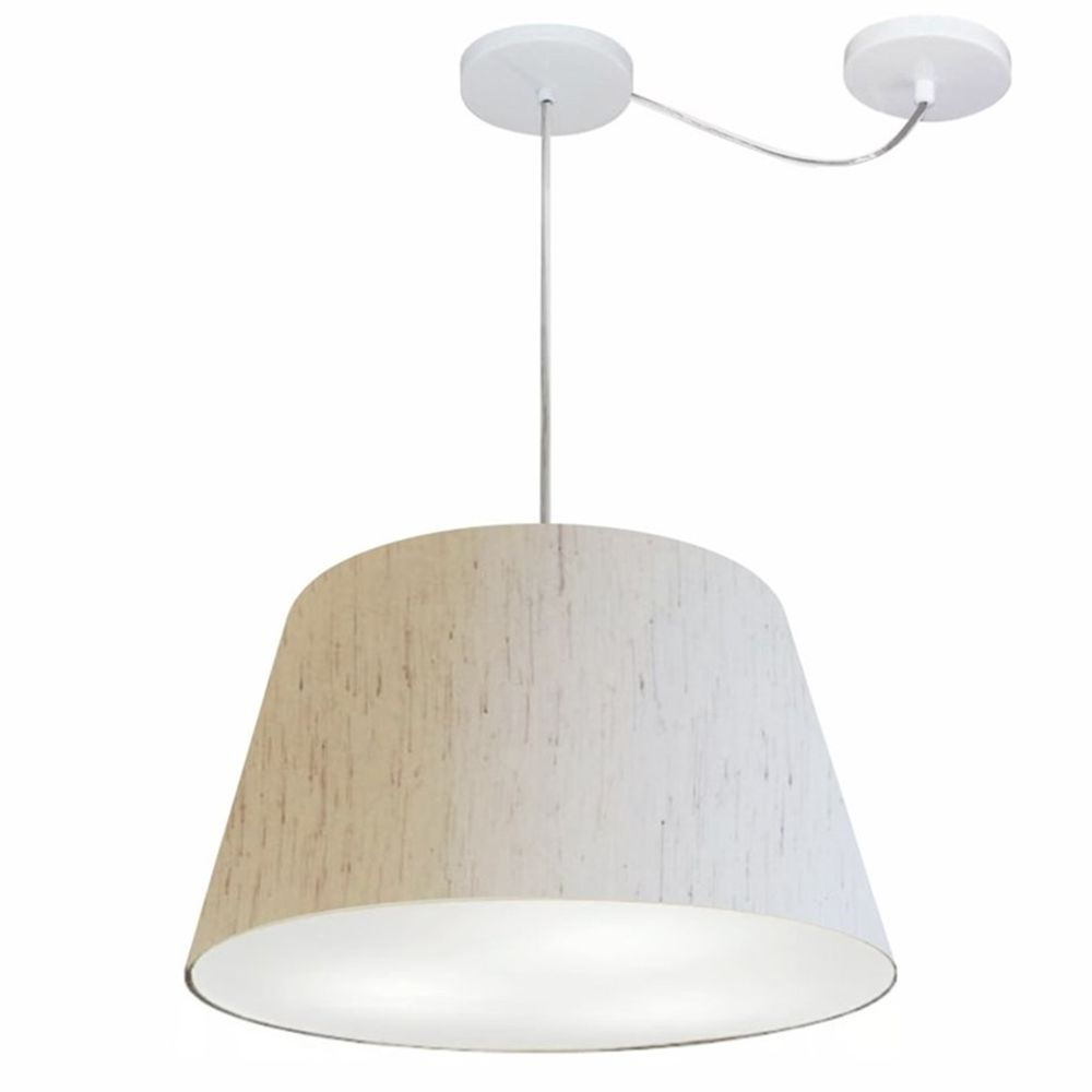Pendente Cone Com Desvio Md-4279 Cúpula Tecido 21/30x40cm Linho Bege - Bivolt Pendente Cone Com Desvio Md-4279 Cúpula Tecido 21/30x40cm Linho Bege - Bivolt