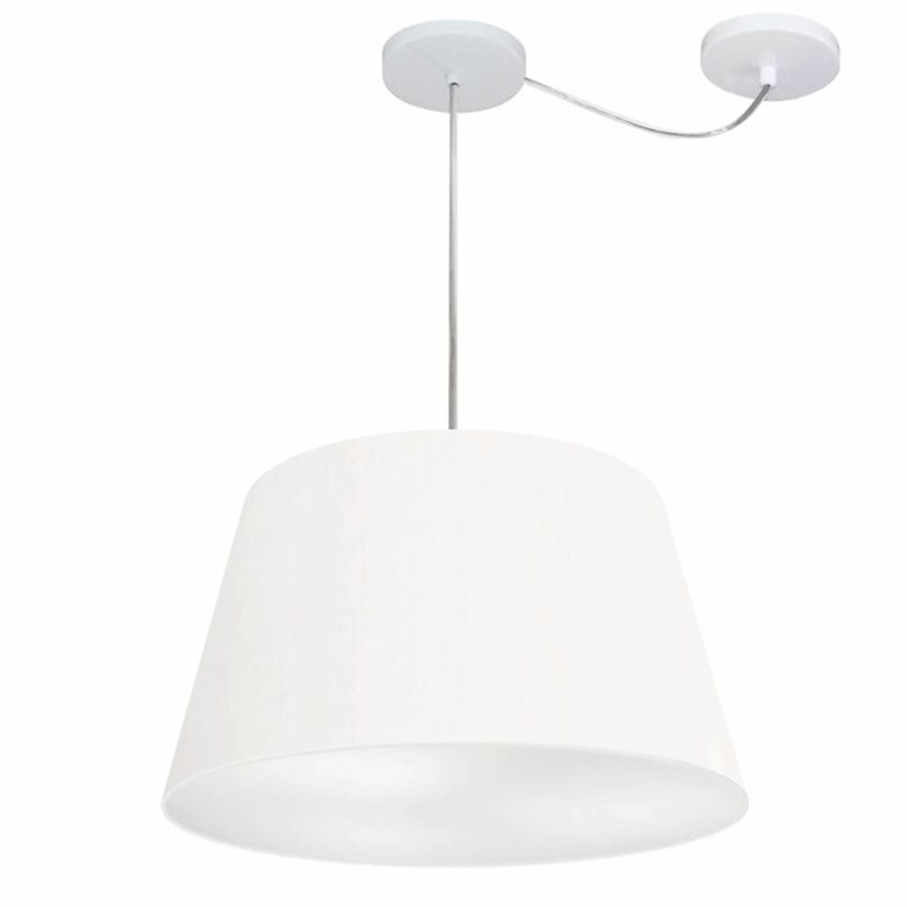 Pendente Cone Com Desvio Md-4279 Cúpula Tecido 21/30x40cm Branco - Bivolt Pendente Cone Com Desvio Md-4279 Cúpula Tecido 21/30x40cm Branco - Bivolt