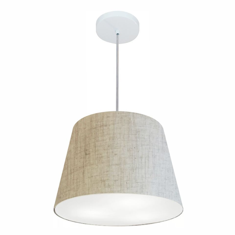 Pendente Cone Md-4246 Cúpula em Tecido 30/40x30cm Rústico Bege - Bivolt Pendente Cone Md-4246 Cúpula em Tecido 30/40x30cm Rústico Bege - Bivolt