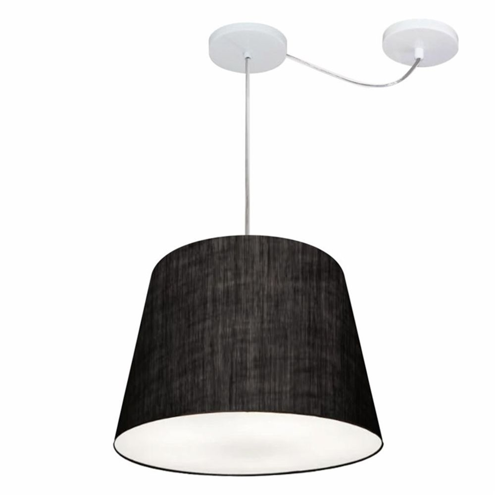 Pendente Cone Com Desvio Md-4280 Cúpula Tecido 30/30x40cm Preto - Bivolt Pendente Cone Com Desvio Md-4280 Cúpula Tecido 30/30x40cm Preto - Bivolt