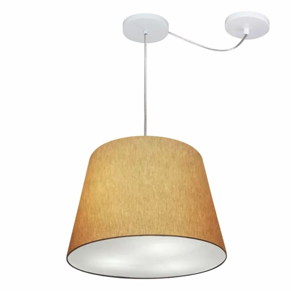 Pendente Cone Com Desvio Md-4280 Cúpula Tecido 30/30x40cm Palha - Bivolt Pendente Cone Com Desvio Md-4280 Cúpula Tecido 30/30x40cm Palha - Bivolt