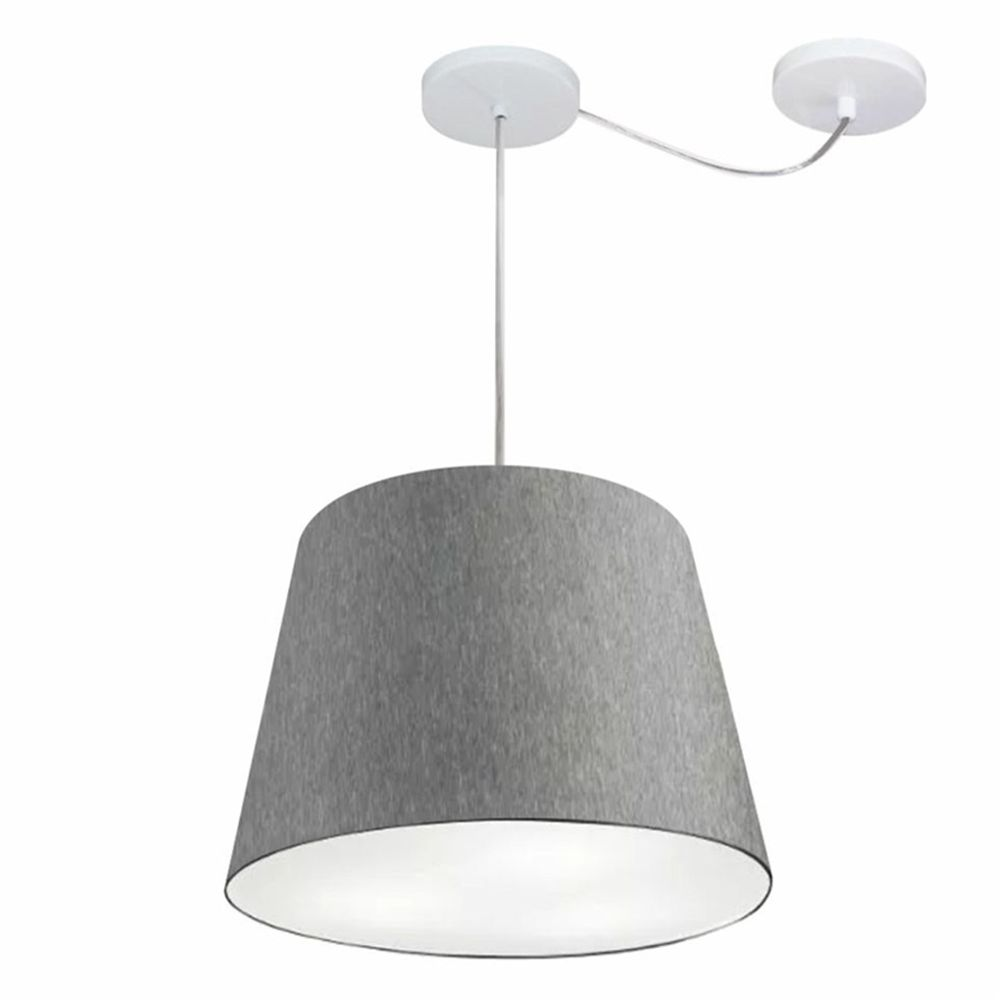 Pendente Cone Com Desvio Md-4280 Cúpula Tecido 30/30x40cm Rústico Cinza - Bivolt Pendente Cone Com Desvio Md-4280 Cúpula Tecido 30/30x40cm Rústico Cinza - Bivolt