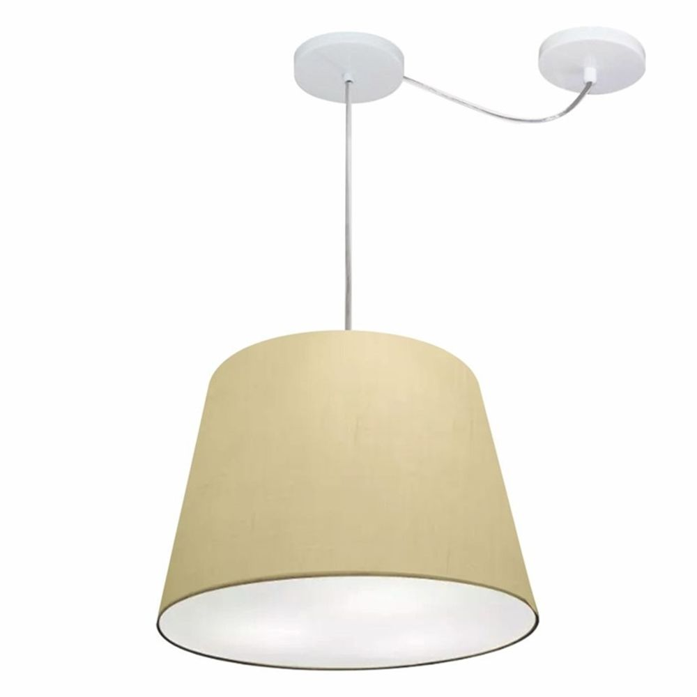 Pendente Cone Com Desvio Md-4280 Cúpula Tecido 30/30x40cm Algodão Crú - Bivolt Pendente Cone Com Desvio Md-4280 Cúpula Tecido 30/30x40cm Algodão Crú - Bivolt