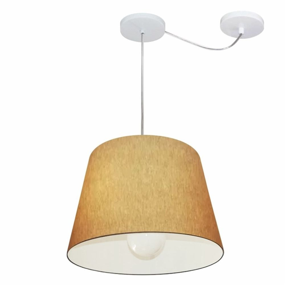 Pendente Cone Com Desvio Md-4274 Cúpula Tecido 30/30x40cm Palha - Bivolt Pendente Cone Com Desvio Md-4274 Cúpula Tecido 30/30x40cm Palha - Bivolt