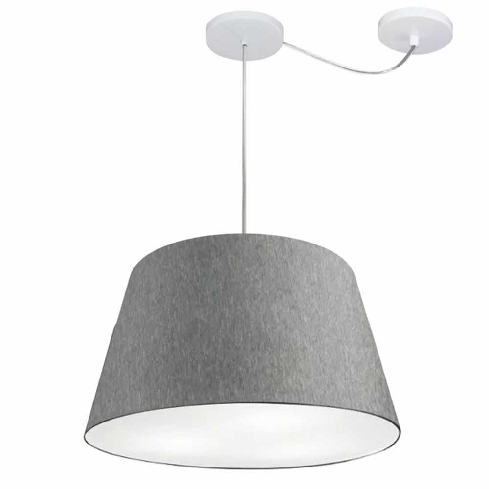 Pendente Cone Com Desvio Md-4279 Cúpula Tecido 21/30x40cm Rústico Cinza - Bivolt Pendente Cone Com Desvio Md-4279 Cúpula Tecido 21/30x40cm Rústico Cinza - Bivolt